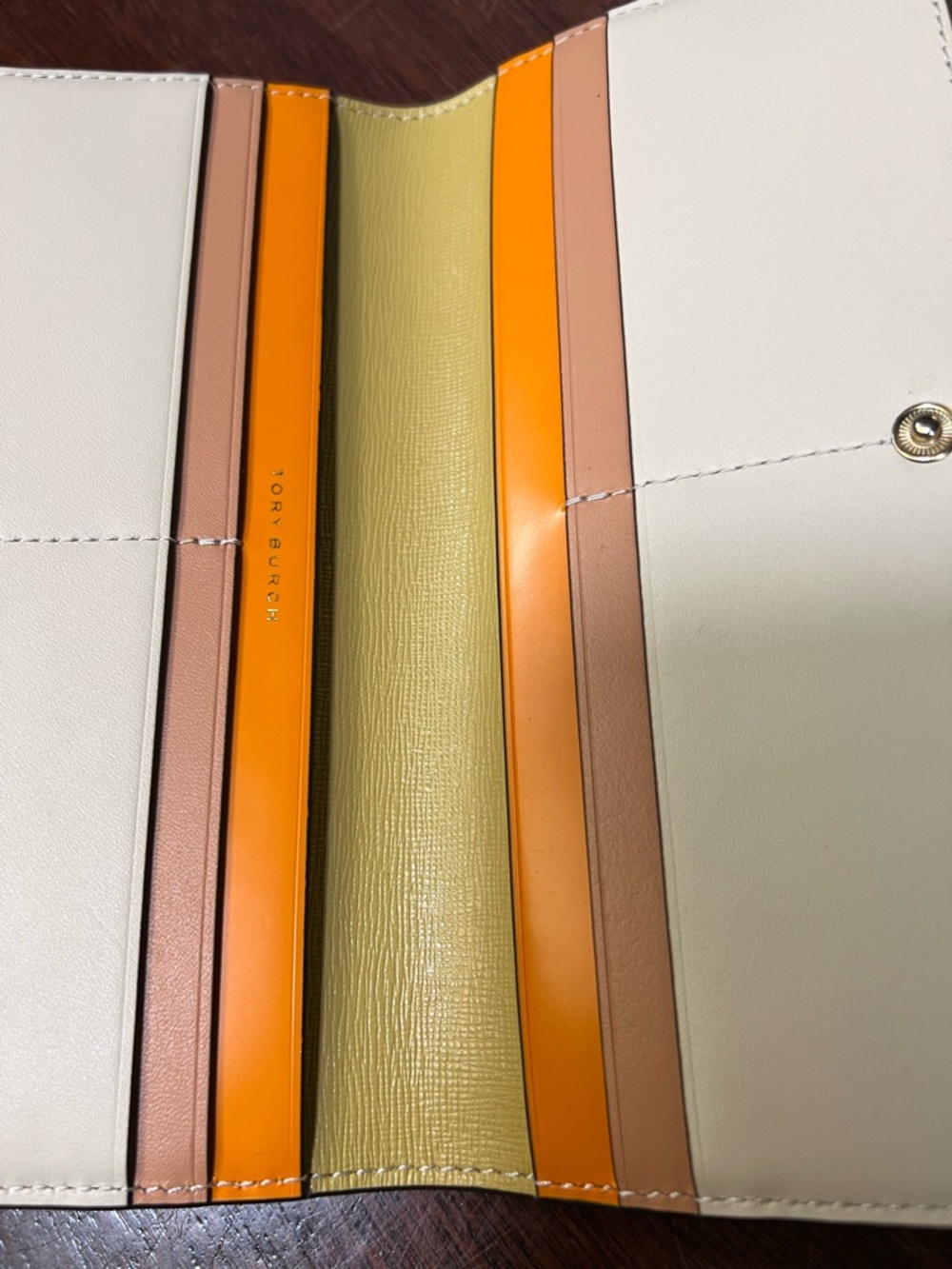 Tory Burch Light Yellow Robinson Colorblock Wallet - Picture 5 of 9